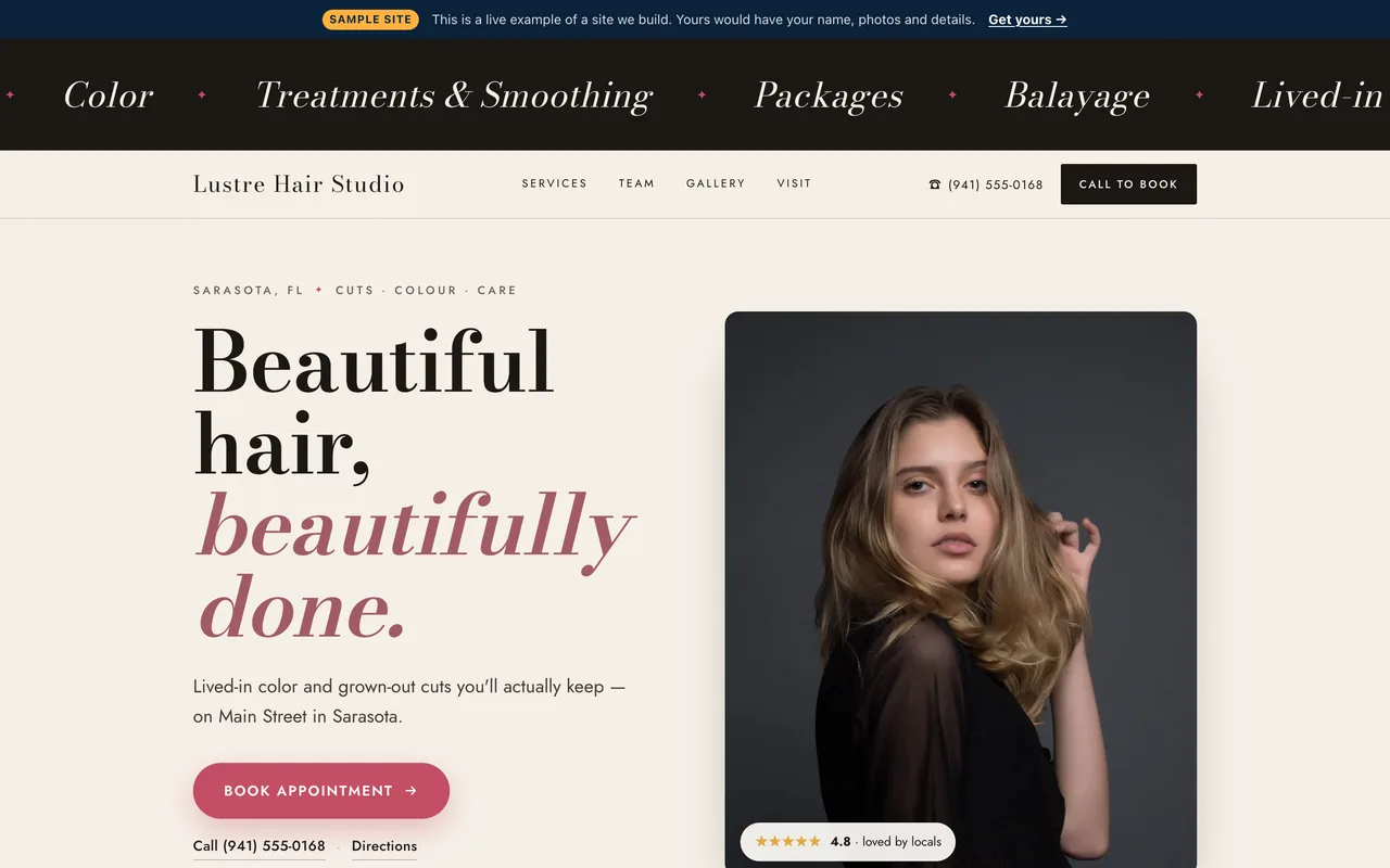 Lustre Hair Studio website