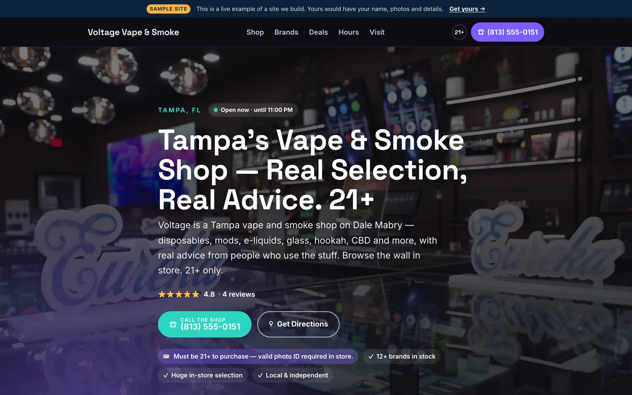 Voltage Vape & Smoke website